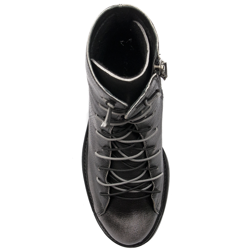 Maciejka Leather Lace-Up Ankle Boots Block Heel Black 3263S-01/00-3