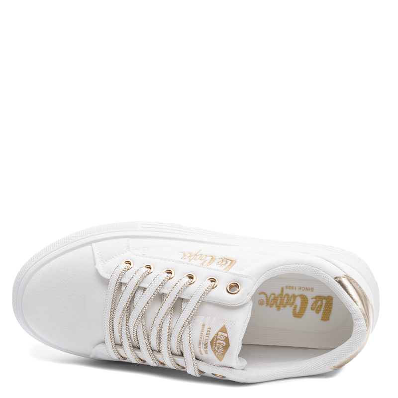 Lee Cooper Białe Trampki Na Platformie Sneakersy Damskie Złote Detale LCW-26-44-4478L