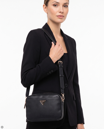 Guess Meridian Torebka Listonoszka Gładka Czarna HWBG6974140-BLACK