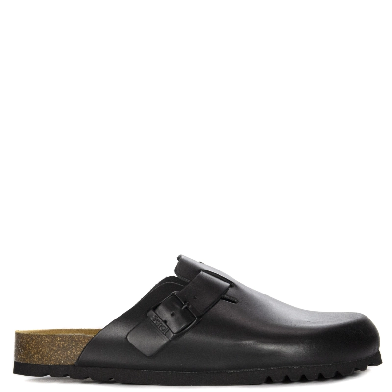 Scholl Men's leather flip-flops Olivier Black