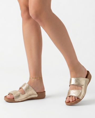 T.Sokolski Leather Slides Metallic Gold MET-350-3738-Gold