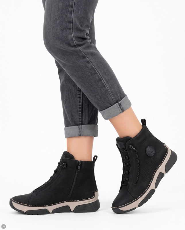 Rieker Comfortable Insulated Women's Platform Ankle Boots Black 45912-00-BLK