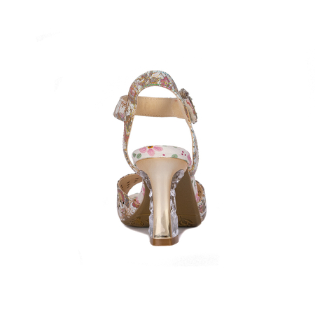 Laura Vita Women's Leather Sandals On Heel Nino 01 Beige