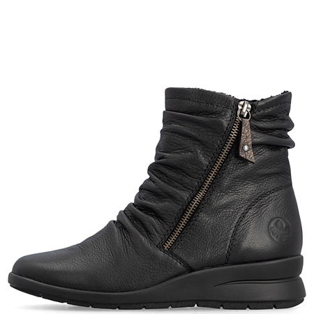 Rieker Skórzane Botki Ocieplane Damskie Czarne L4864-00-BLK