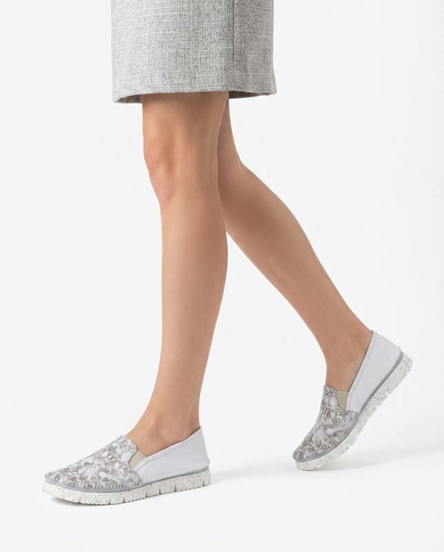 Maciejka Comfortable Leather Slip On Shoes Metallic Detail White 3512W-35/00-5