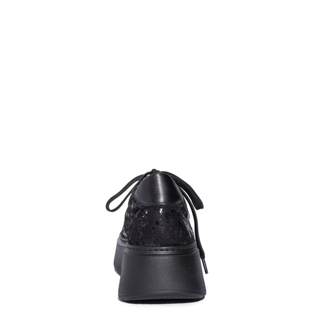 Maciejka Leather Platform Sneakers Jeweled Detail Black 6191W-02/00-8