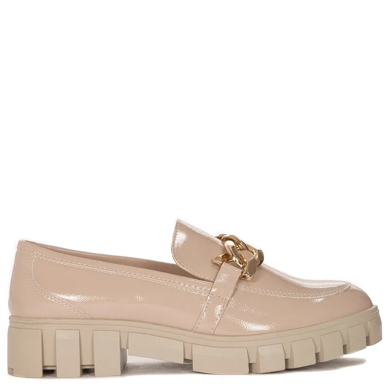 Women's loafers shoes with a chain Sergio Leone Beige