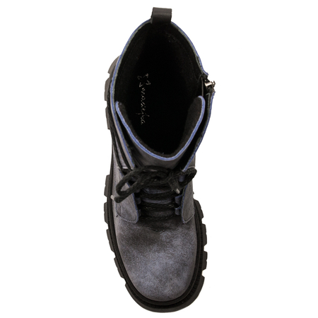 Maciejka Leather Insulated Lace-Up Platform Combat Boots Blue 05693-06/00-3