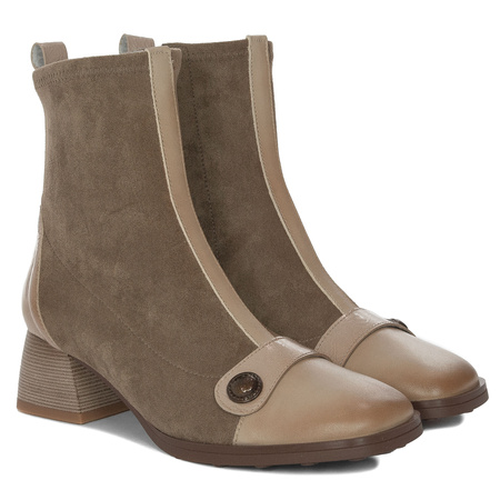 Hispanitas Women's Beige Ankle Boots with Heel