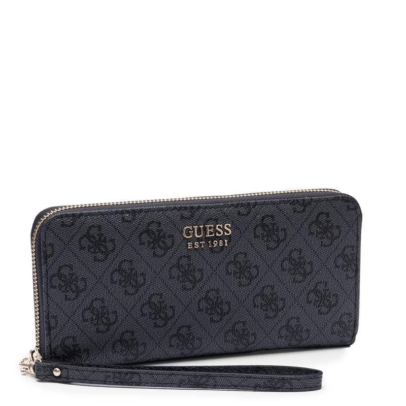 GUESS Women's Large Zip-Around Logo Wallet Black SWLG9648146-BLACK