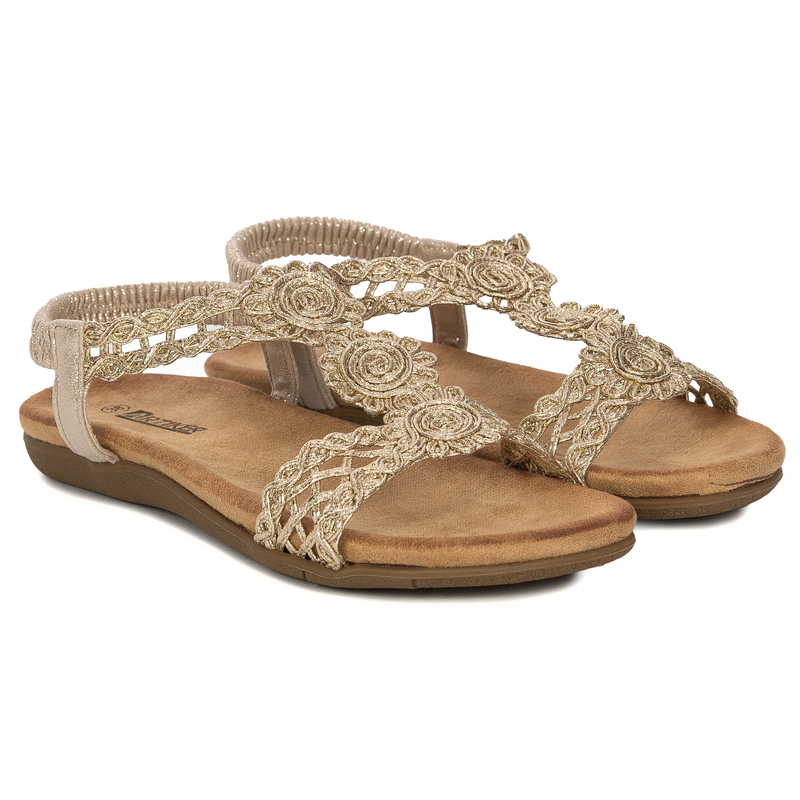 Artiker 56C1281-GOLD Gold Openwork Braided Sandals With Elastic Strap 56C1281-GOLD