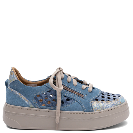 Maciejka Leather Openwork Sneakers On Platform Blue 07317-06-00-1