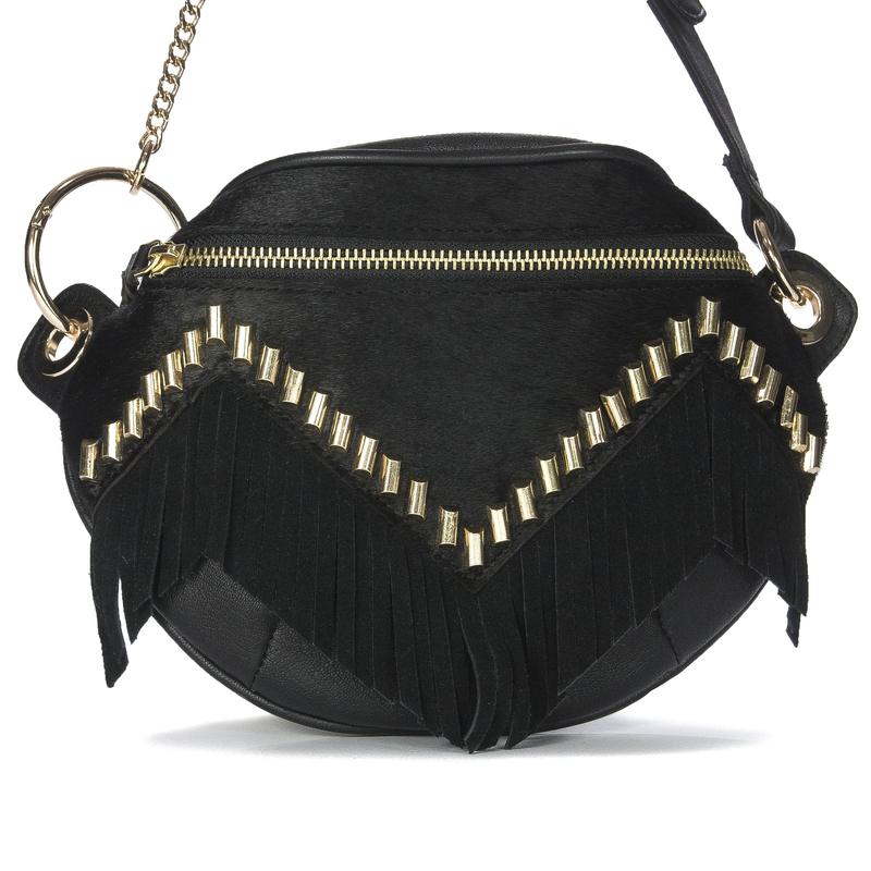 Piti Cuiti Women's Handbag Black with Tassels