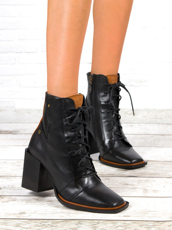 Maciejka Black Women's Lace-Up Boots