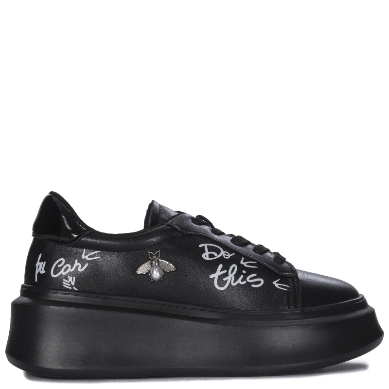 Filippo Sneakersy damskie skórzane na platformie czarne