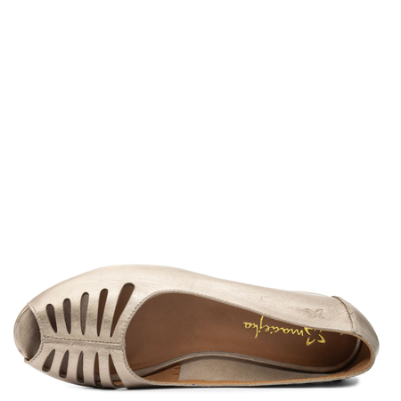 Maciejka Leather Cutout Ballet Flats Peep-Toe Gold P7541-32/00-1