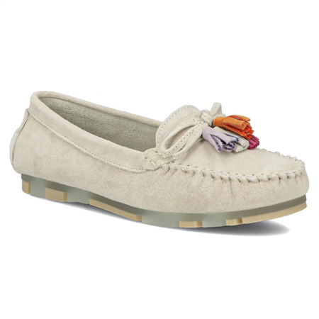 Filippo Women's Leather Moccasins Beige