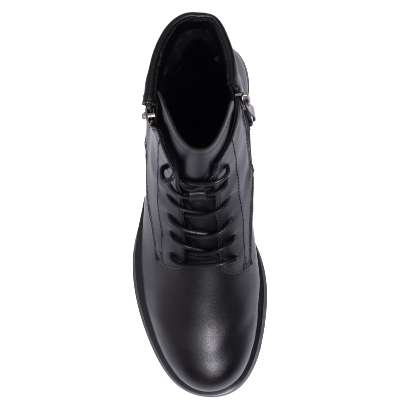 Sokolski Leather Lace-Up Ankle Boots Warm Lined Black HW-Z25-125-BLK