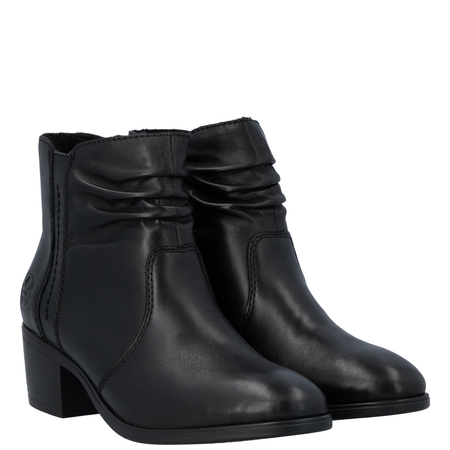 Rieker Leather Warm Block Heel Ankle Boots Black 73953-00-BLK