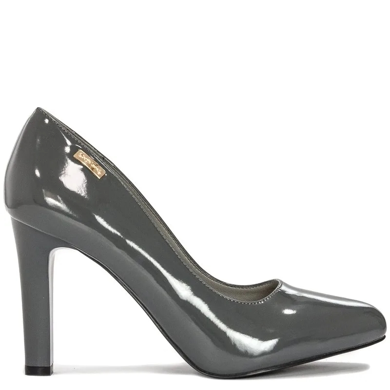 Sergio Leone 1457 Ciemny Szary Lakier Grey Pumps