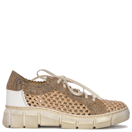 Maciejka Leather Woven Platform Lace-Ups Breathable Beige 05850-04/00-1