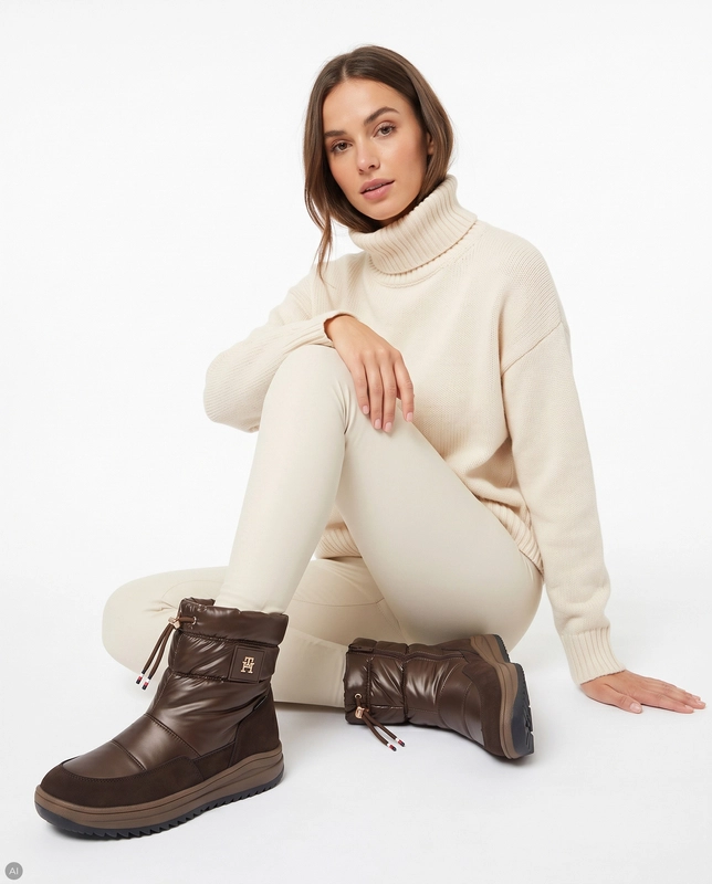 Tommy Hilfiger Śniegowce Wodoodporne Brązowe T3AD-35206