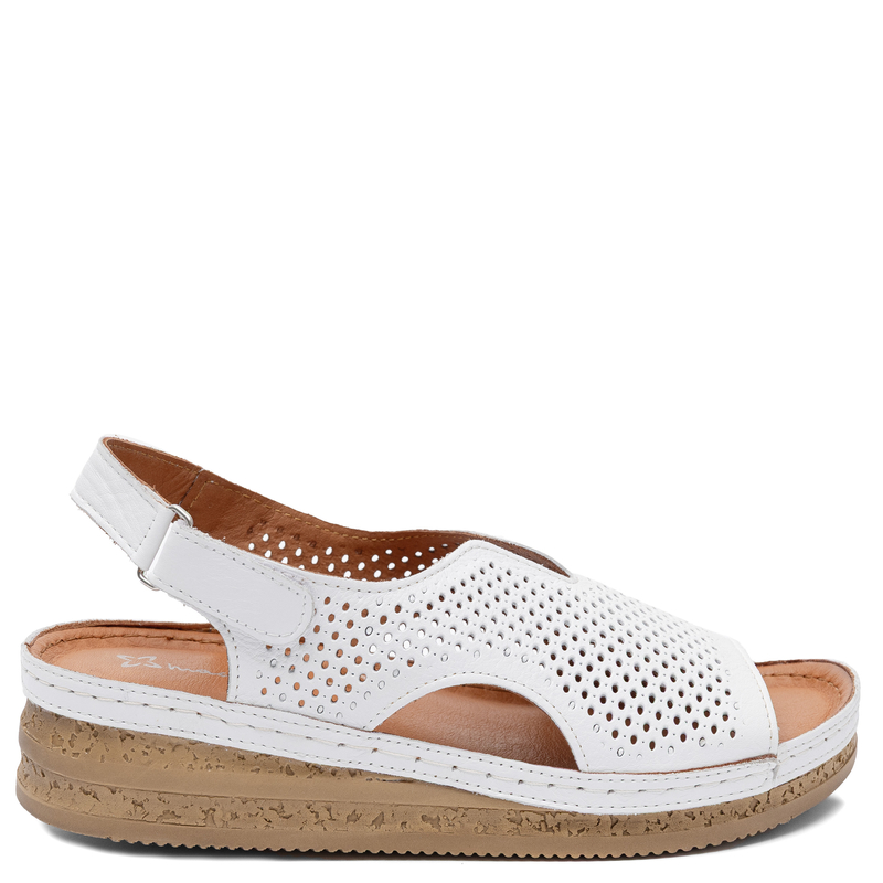 Maciejka Comfortable Openwork Women's Wedge Sandals White L4494-11/00-1