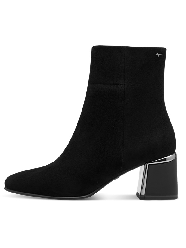 Tamaris Leather Suede Women’s Ankle Boots Block Heel 6 Cm Side Zip Black 1-25341-45-004