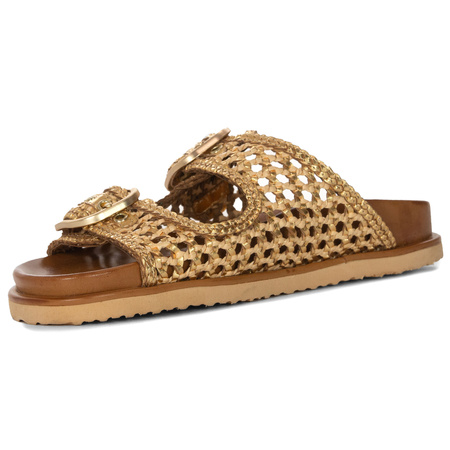 Inuovo Women's Leather Flip-Flops Gold