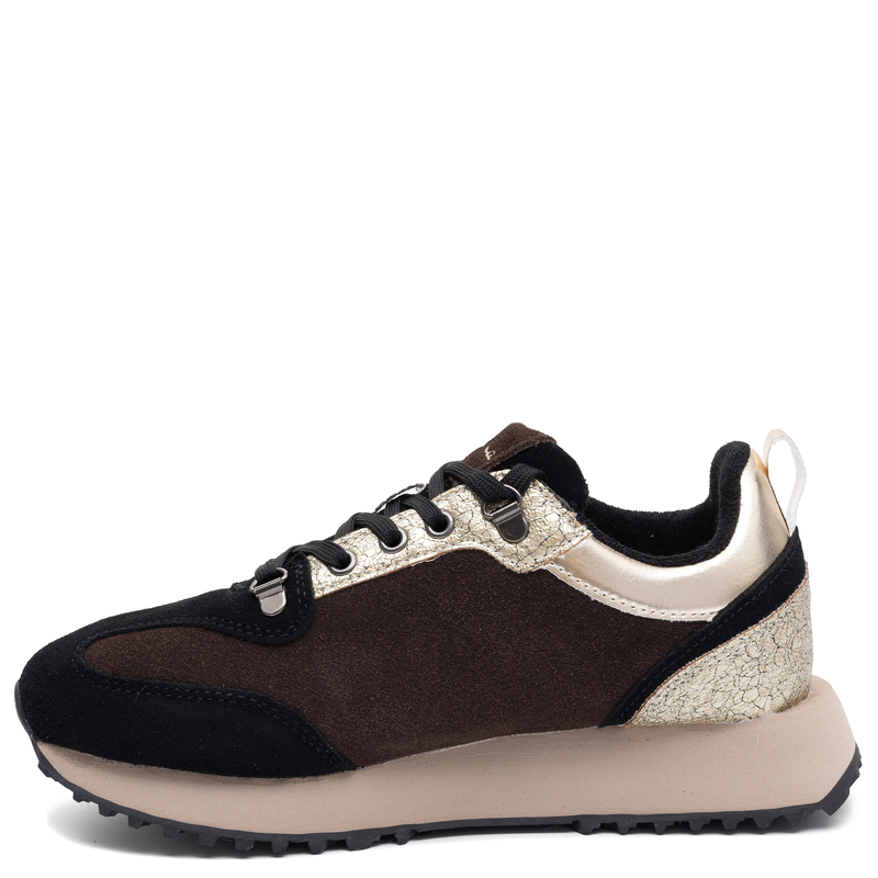 Maciejka Sneakersy Damskie Brązowe ze Złotymi Wstawkami M7360-02/00-7