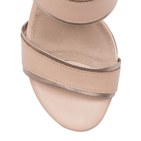 Marco Tozzi Sandały damskie na obcasie skórzane Rose Comb różowe