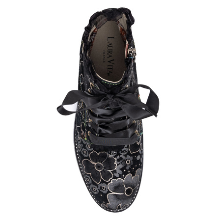 Laura Vita Skórzane Trzewiki Damskie Sznurowane Czarne EMCMAO-045-ACIER