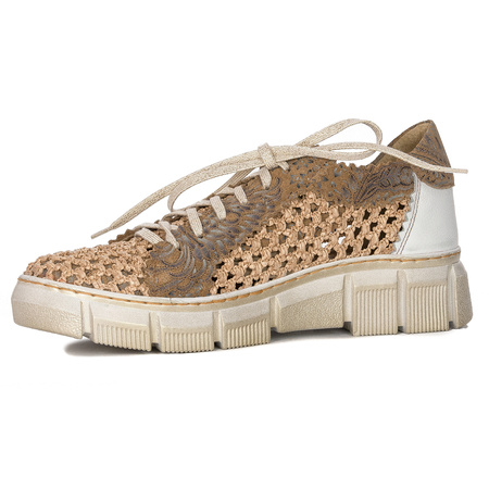 Maciejka Leather Woven Platform Lace-Ups Breathable Beige 05850-04/00-1