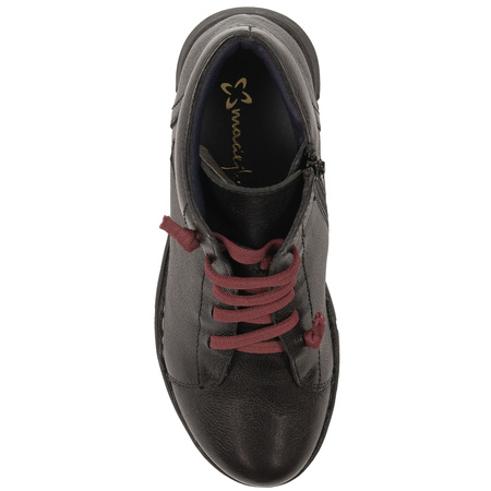 Maciejka Leather Elastic Laces Ankle Boots Side Zip Black P7240-01/00-1