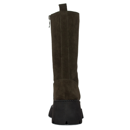 T.Sokolski Khaki Leather Women's Boots