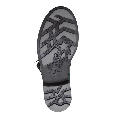 Maciejka Trzewiki Damskie Skórzane Botki Złoty Łańcuch Zielone 07097-09/00-8