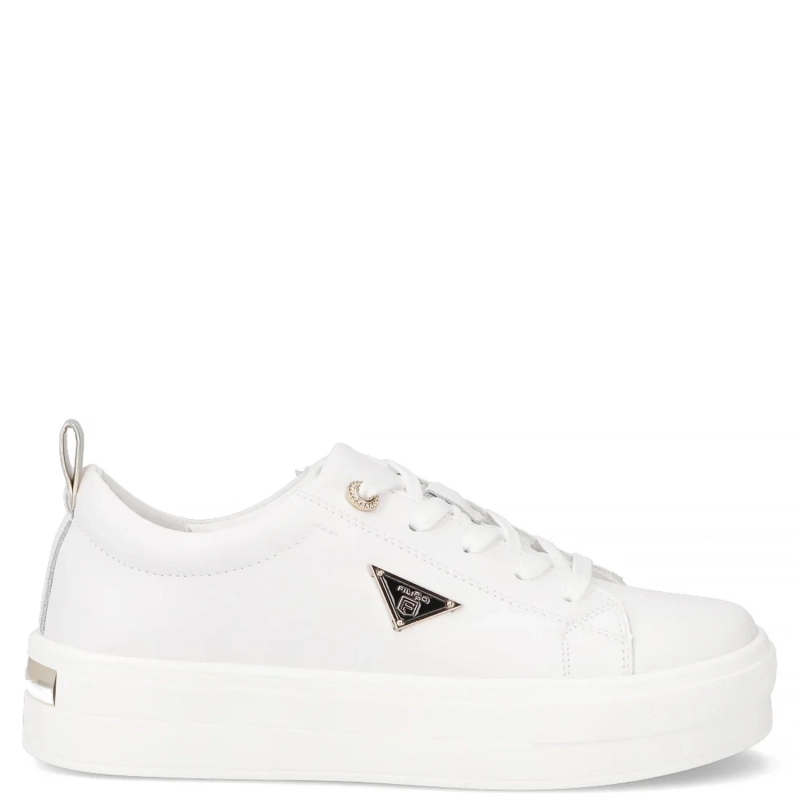 Filippo Leather Women’s Sneakers Platform Minimalist White with Gold Accents DP3533-26-WH