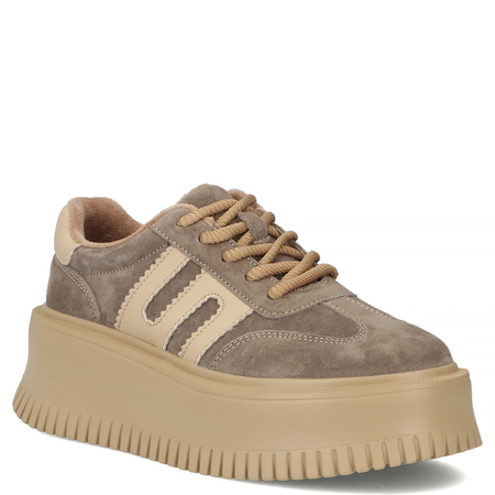 Filippo Zamszowe Sneakersy Damskie Na Platformie Beżowe DP7111-26-TP