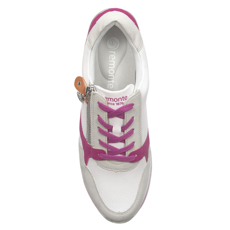 Remonte Sneakersy damskie skórzane na platformie White Combi białe