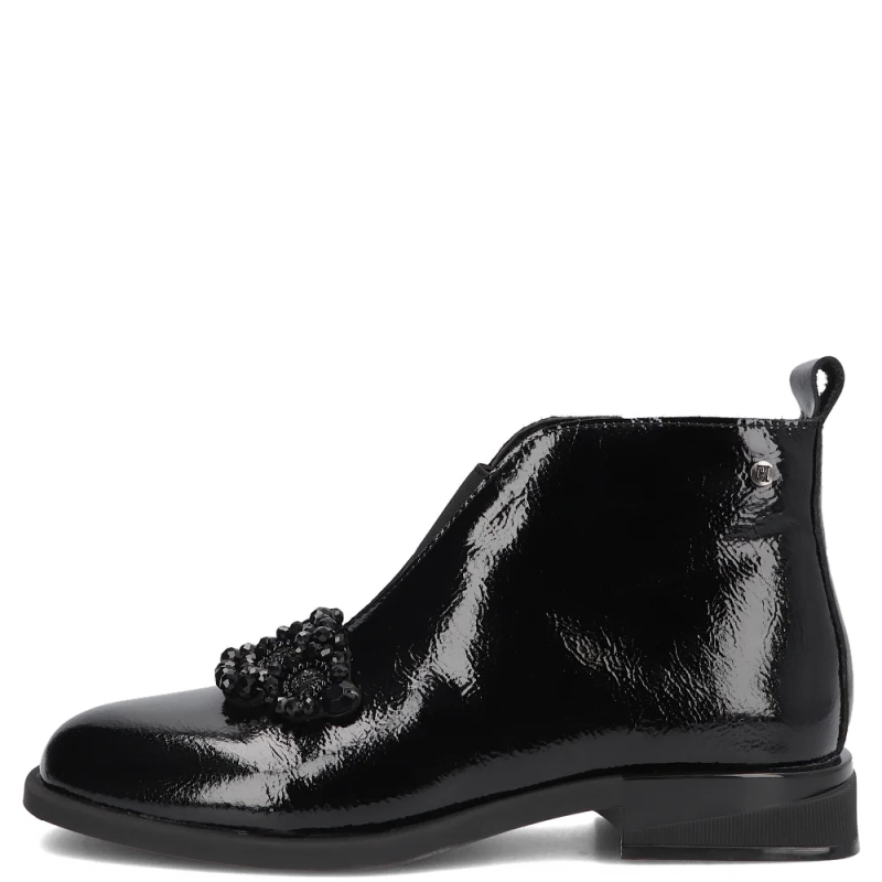 Filippo Elegant Patent Leather Ankle Boots With Jewel Ornament Black DBT7990-26-BK-L