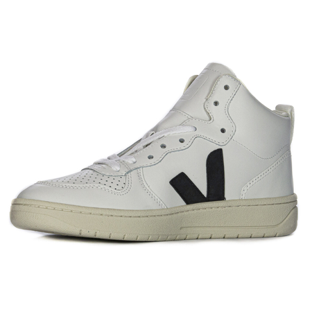 Veja Sneakersy damskie skórzane wysokie White Black białe