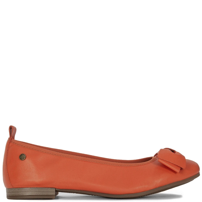 Maciejka Leather Ballerinas With Bow Orange P6802-18-00-0