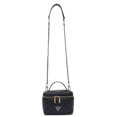 Guess Elegant Quilted Vanity Crossbody Bag With Chain Black HWQG2456770-BLACK
