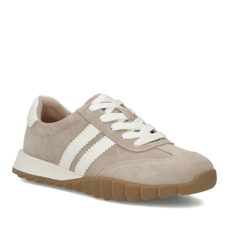 Filippo Skórzane Sneakersy Damskie na Płaskiej Podeszwie Beżowe DP7534-26-BE