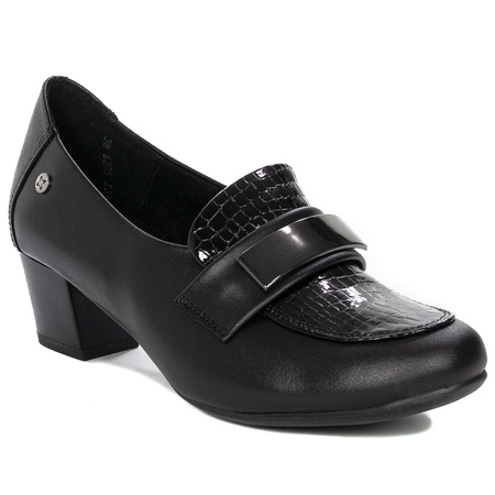 Maciejka Pumps Leather Block-Heel Loafers Patent Black 06285-01/00-7