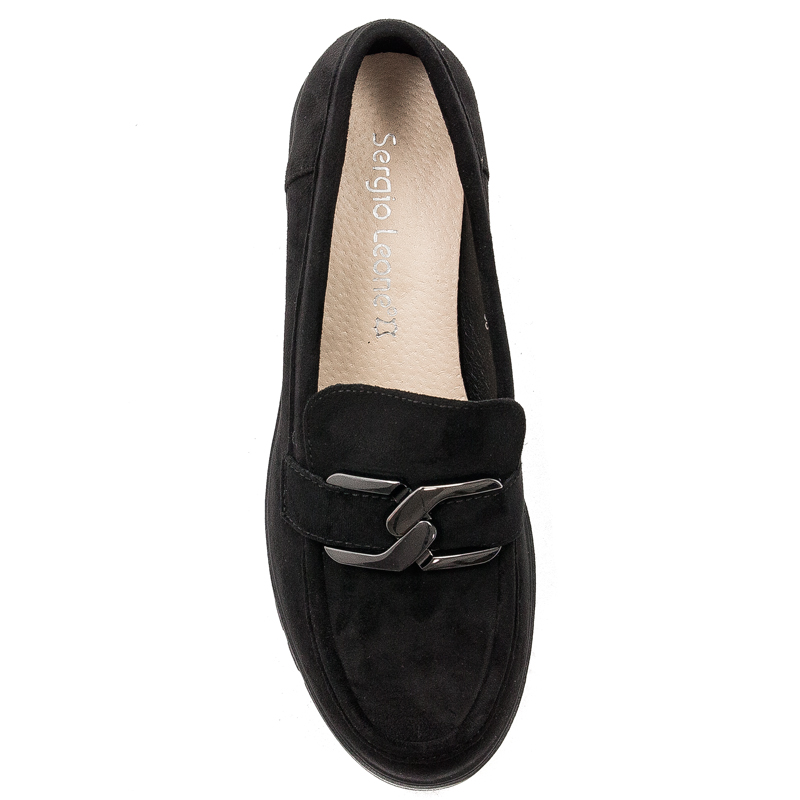 Sergio Leone Women's Black suede loafers shoes