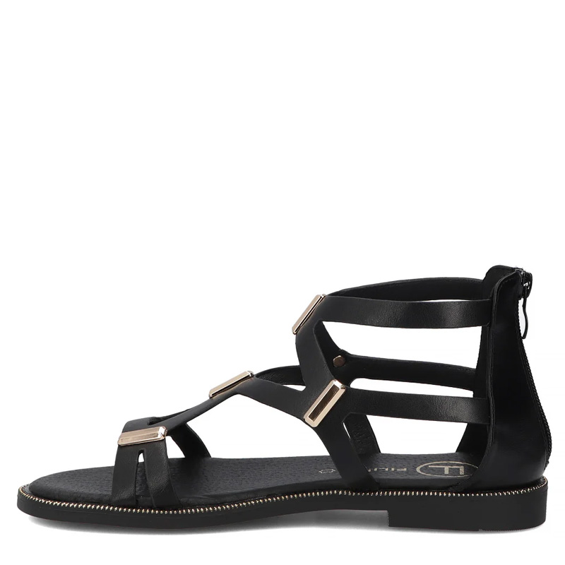 Filippo Stylowe Sandały Gladiatorki z Metalowymi Ozdobami Czarne DS6912-26-BK