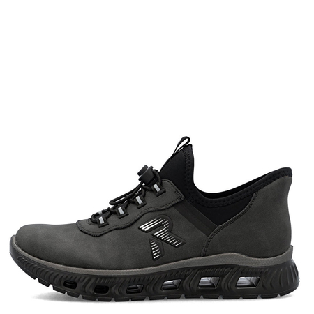 Rieker Comfortable Elastic-Lace Low Shoes Cushioning Sole Black M6065-45-BLACK