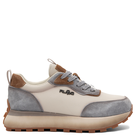 Filippo Leather Contrast Sneakers Platform Lace-Up Shoes Beige-Blue DP7754-26-BE-BL