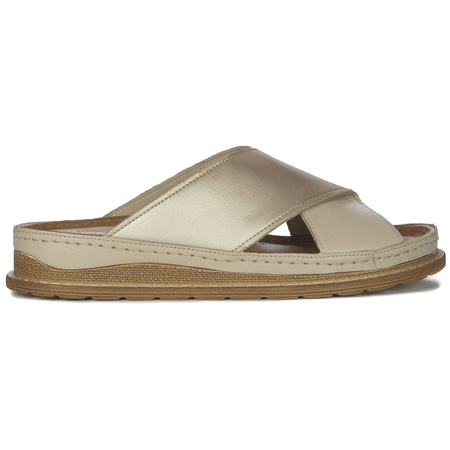 Maciejka Beige + Gold Women's Slides